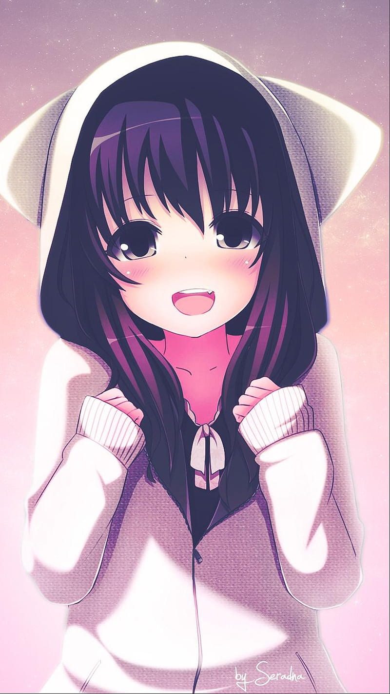 Cute anime girl, kiz, sevimli, HD phone wallpaper