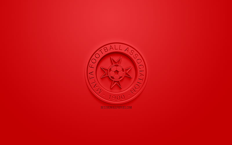 Malta national football team, creative 3D logo, red background, 3d emblem, Malta, Europe, UEFA, 3d art, football, stylish 3d logo, HD wallpaper