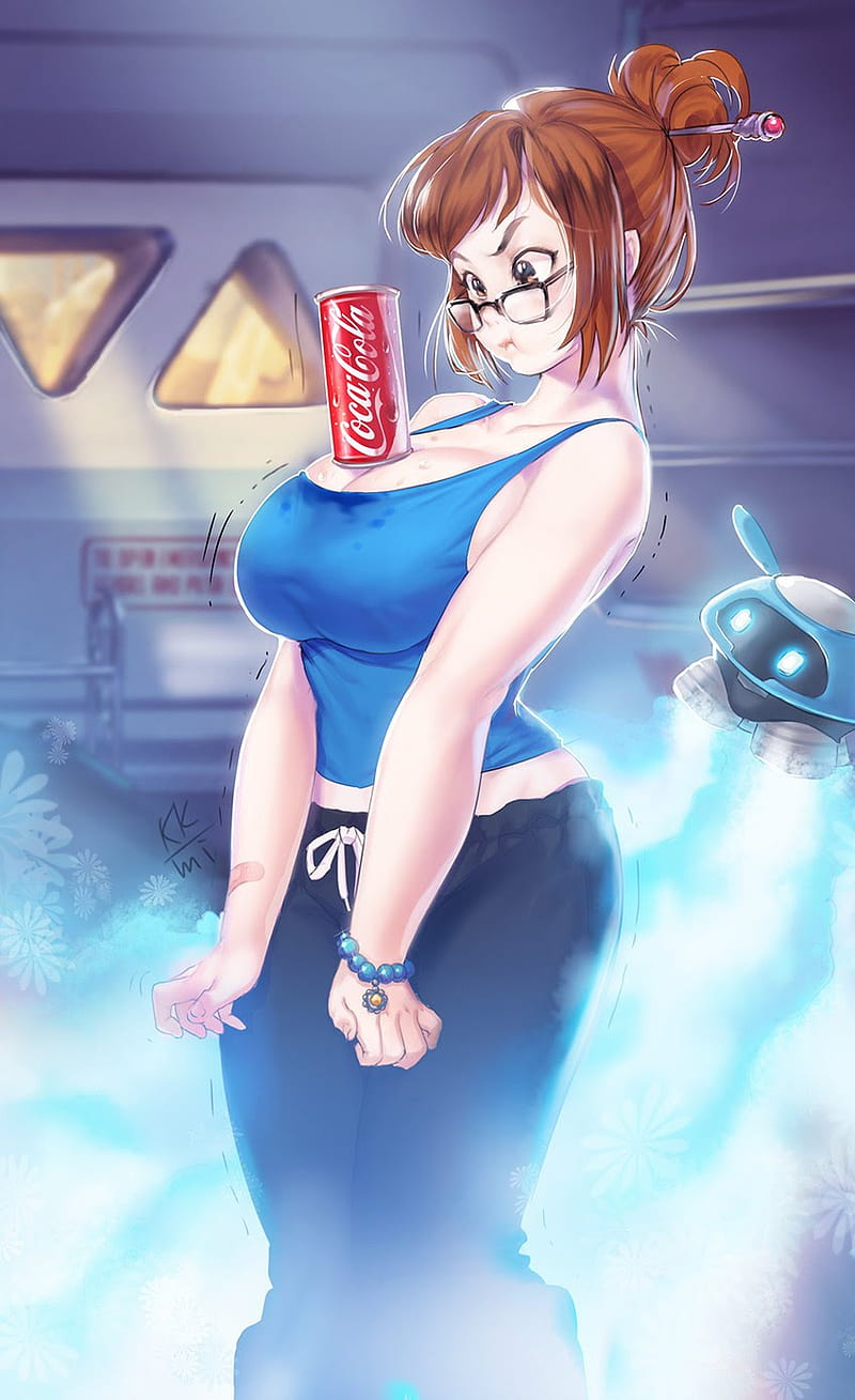 Anime and coke, cute, girl, HD phone wallpaper