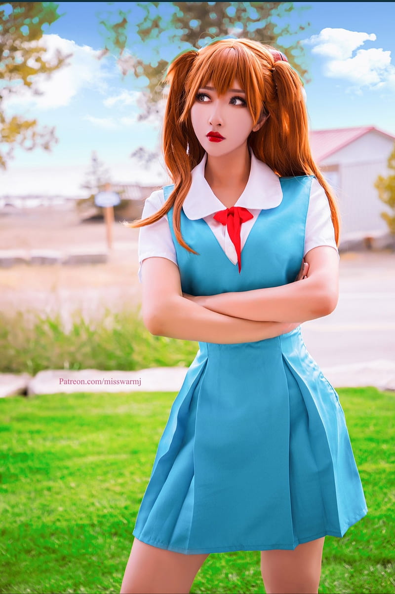 Asuka cosplay, evangelion, HD phone wallpaper