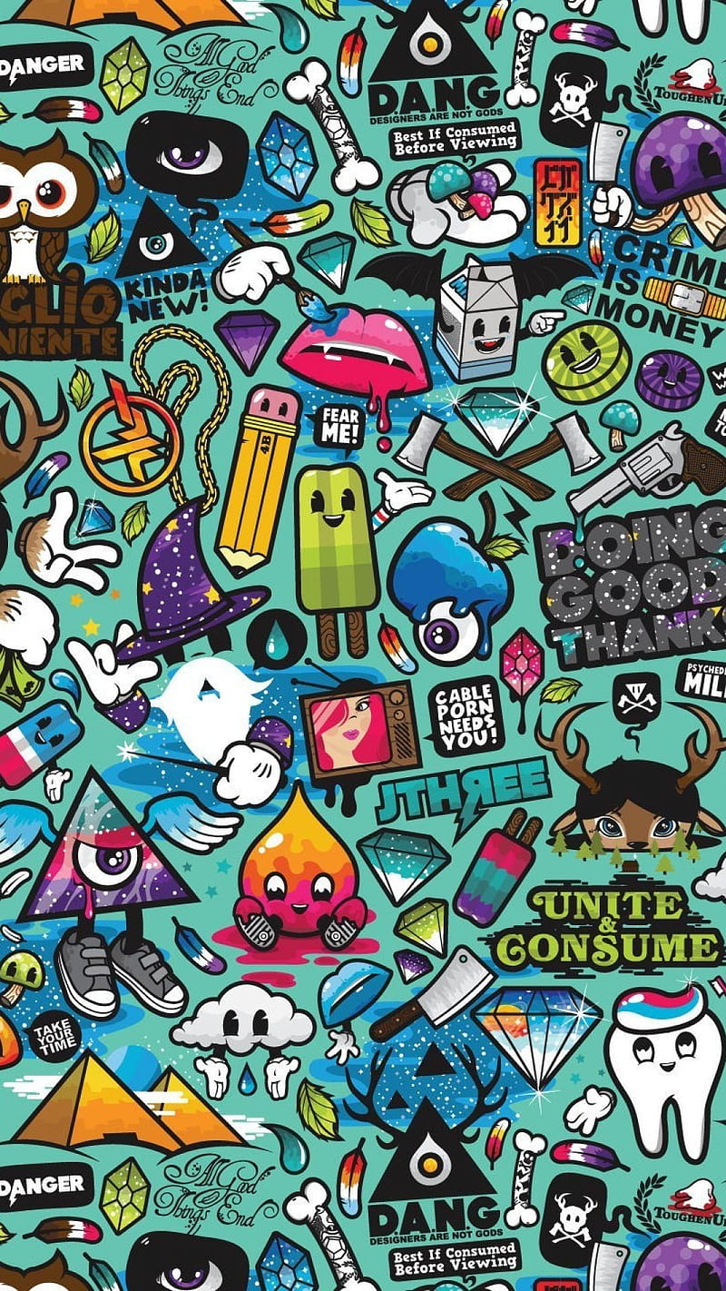 Stickers, colors, graffiti, HD phone wallpaper