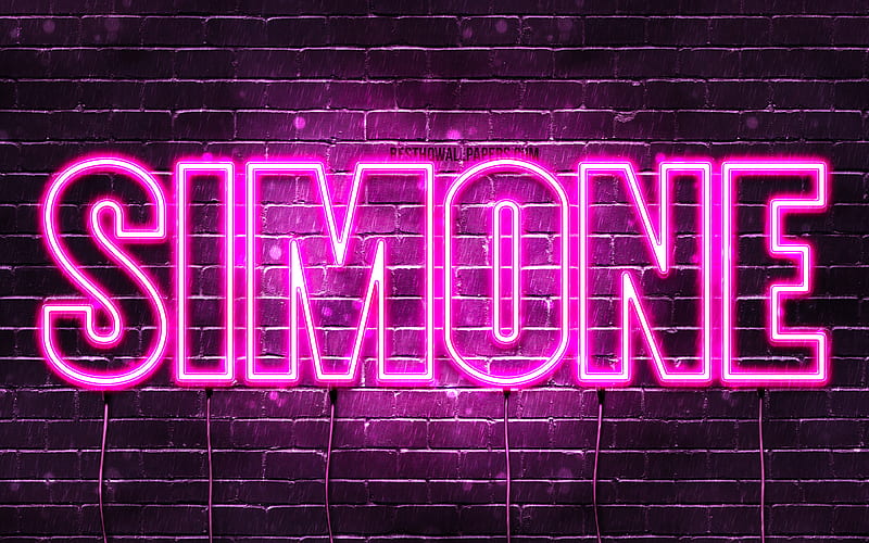 Simone with names, female names, Simone name, purple neon lights, Happy ...