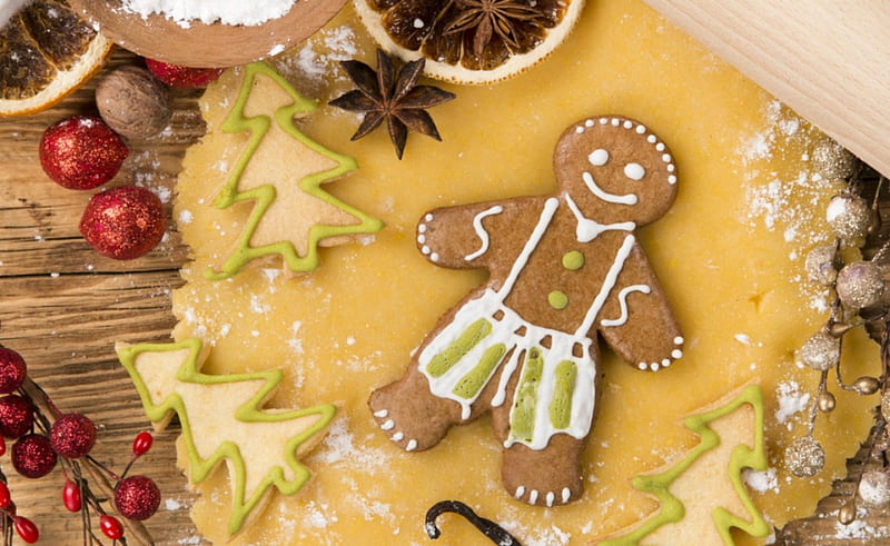 Ginger bread, Christmas, biscuits, food, HD wallpaper