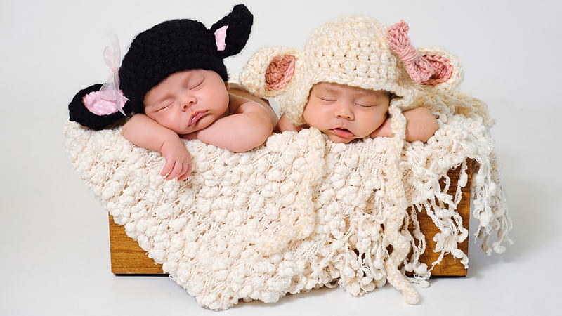 Babies, sleep, children, black, baby, sweet, cute, boy, girl, basket,  white, HD wallpaper | Peakpx