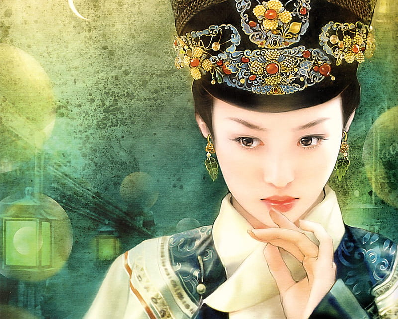 Chinese Princess, draw, art, china, asian, beauty, princess, woman, HD wallpaper