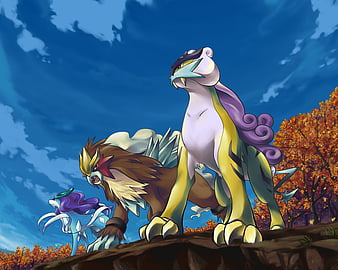 Quadro Decorativo A4 Pokémon Raikou Entei Suicune