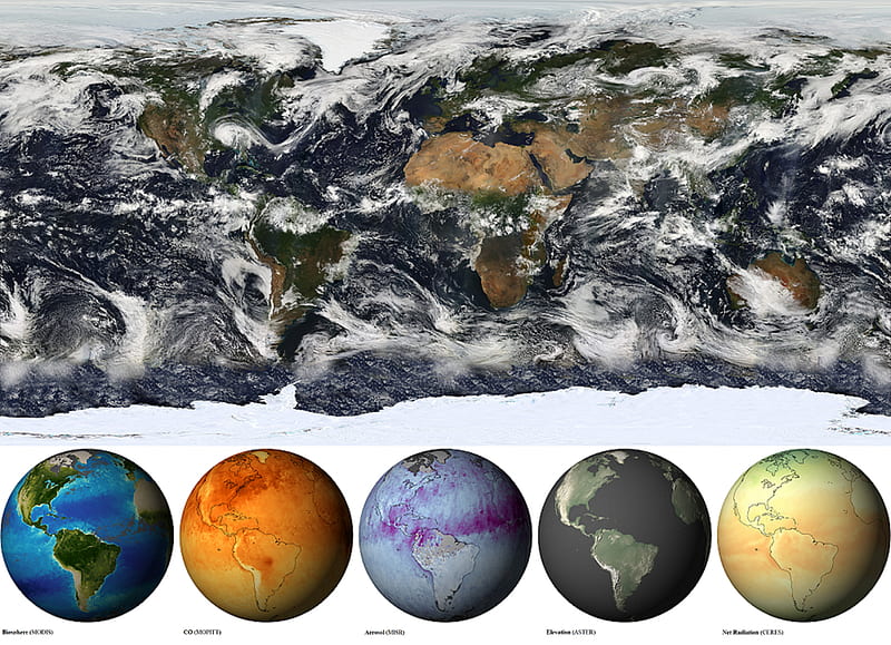 Earth's Vital Signs, carbon monoxide, radiation, natural forces, planet, net, biosphere, nature, globes, elevation, aerosols, earth, HD wallpaper