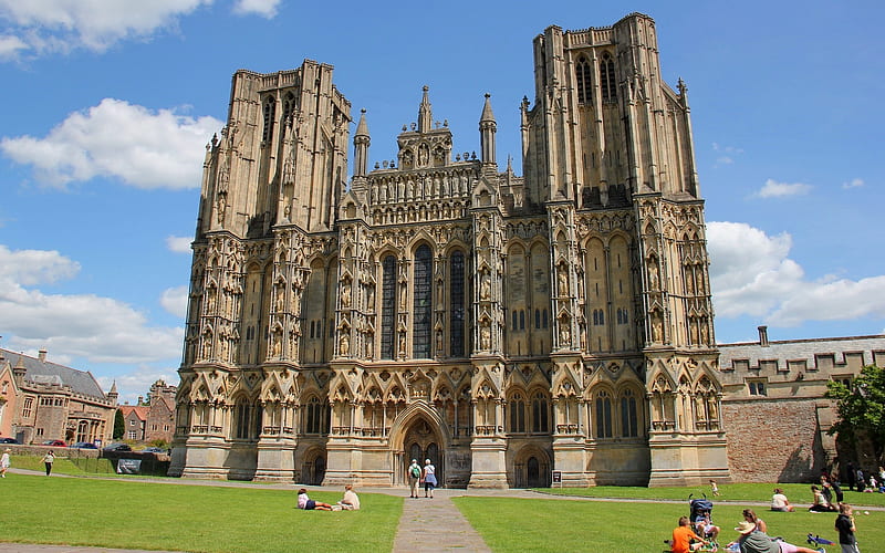 Cathedral in Wells, cathedral, Christianity, church, England, HD wallpaper