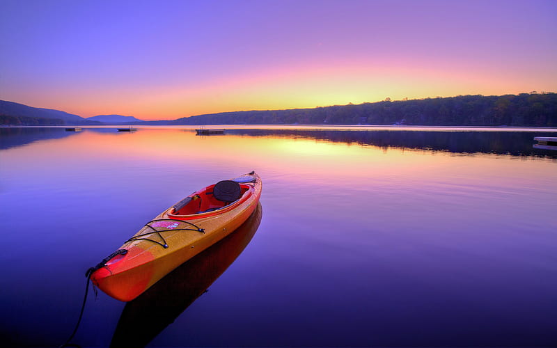 Summer Sunrise Kayak Lake 2020 Nature Scenery, HD wallpaper