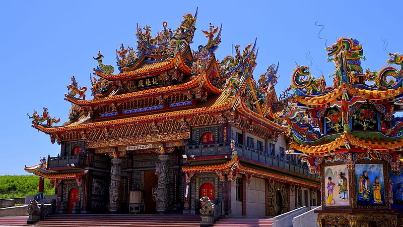 Chinese Temple, Building, Temple, Chinese, Religious, HD wallpaper