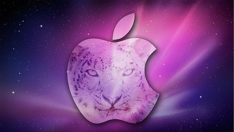 Apple With Lion Face In Purple Background MacBook, HD wallpaper