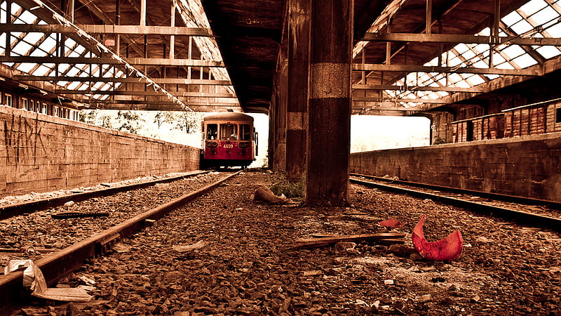 Forgotten train, station, railway, urbex, train, HD wallpaper