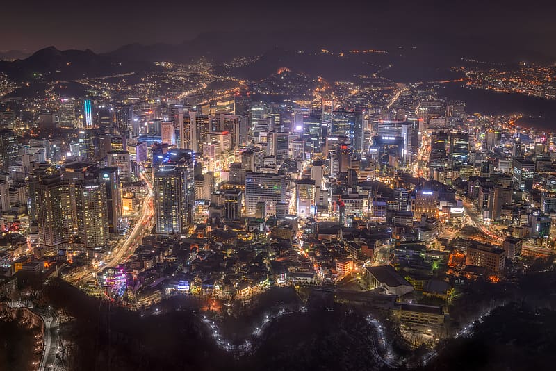 Cities, Night, Megapolis, Cityscape, Seoul, Korea, HD wallpaper