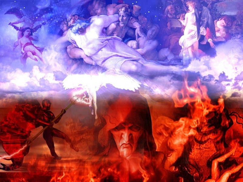 Heaven and Hell, jesus, heaven, hell, satan, god, HD wallpaper