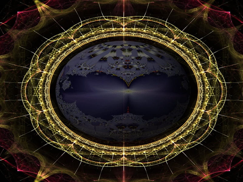 Fractal Framed Sphere, art, merged, 3d, 2d, fractal, framed sphere, abstract, HD wallpaper