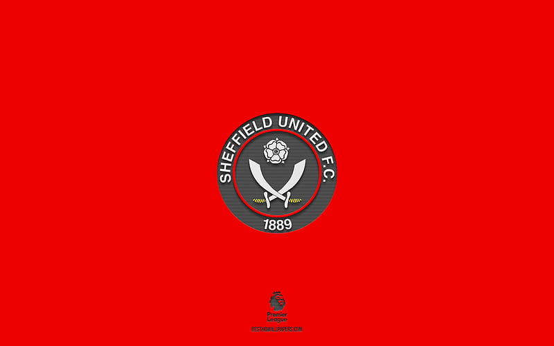 Sheffield United FC, red background, English football team, Sheffield United FC emblem, Premier League, England, football, Sheffield United FC logo, HD wallpaper