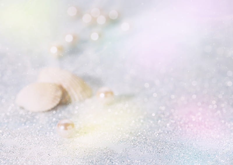 Sea Shells, gemstones, pearls, shiny, HD wallpaper