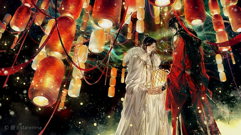 Anime, Tian Guan Ci Fu, Crimson Rain Sought Flower, Heaven Official's Blessing, His Royal Highness the Crown Prince of Xianle, Hua Cheng, San Lang, Xie Lian, HD wallpaper