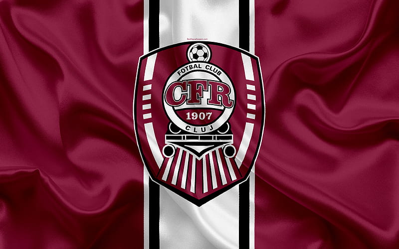 CFR Cluj FC Romanian football club, logo, silk flag, Romanian Liga 1, Cluj-Napoca, Romania, football, HD wallpaper