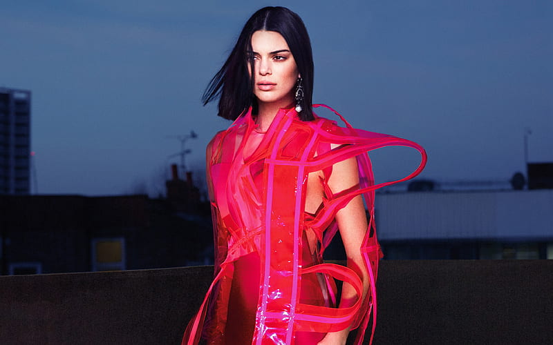 Kendall Jenner movie stars, Vogue US, hoot, Hollywood, beauty, red dress, american models, HD wallpaper