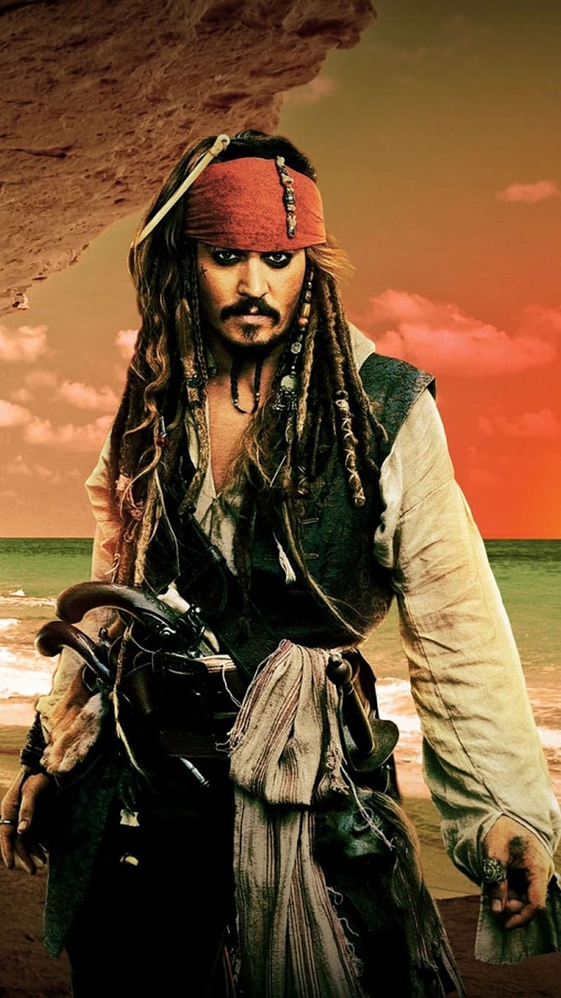 Jack Sparrow With Clouds Background, jack sparrow, clouds background, pose, pirate, actor, johny depp, HD phone wallpaper