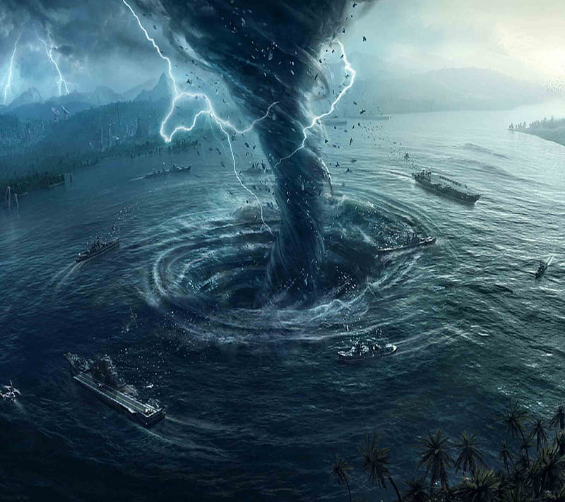 Cyclone, in, sea, HD wallpaper