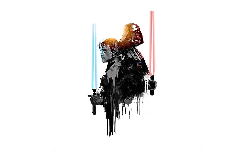 Luke And Darth Vader Artwork, luke-skywalker, darth-vader, artwork, star-wars, HD wallpaper