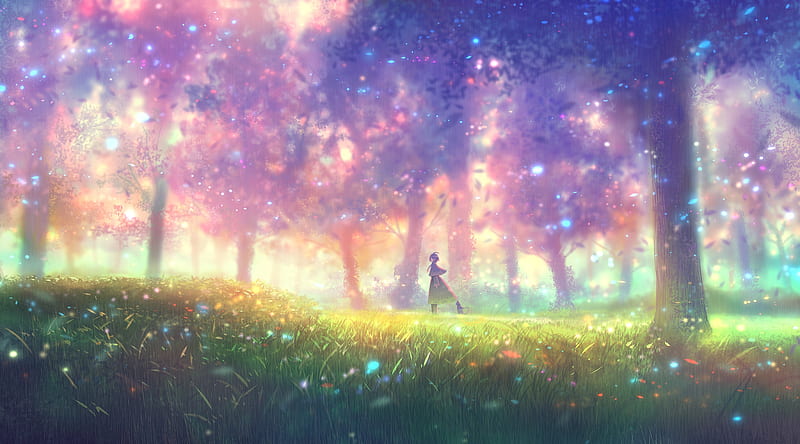 Anime, Original, Forest, Girl, Grass, Nature, HD wallpaper | Peakpx