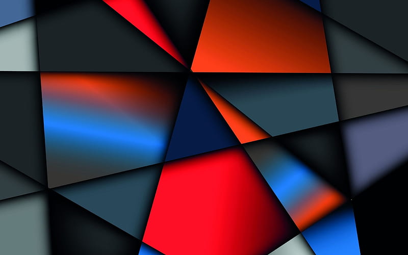 multicolored abstraction, triangles, polygons, HD wallpaper