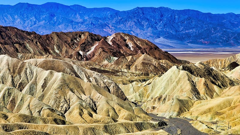 Zabriskie Point - Death Valley, California, landscape, hills, rocks, usa, HD wallpaper