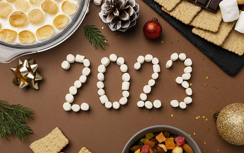 Happy New Year!, sweet, 2023, cookies, new year, HD wallpaper