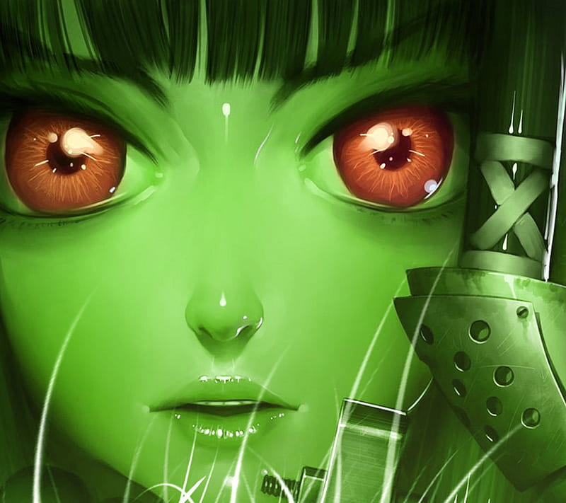 anime green face, ghsehse, yjrjs, HD wallpaper