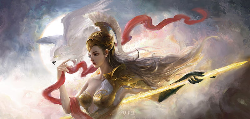 Athena, art, greek mythology, helmet, goddess, spear, escutcheon, HD  wallpaper | Peakpx