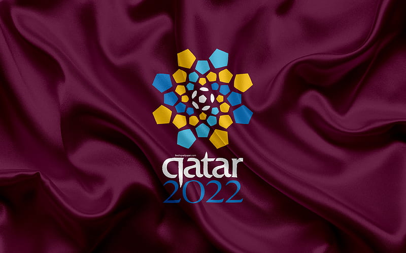 World Cup 2022, Qatar 2022, FIFA World Cup silk flag, emblem, Qatar 2022 logo, football championship, HD wallpaper