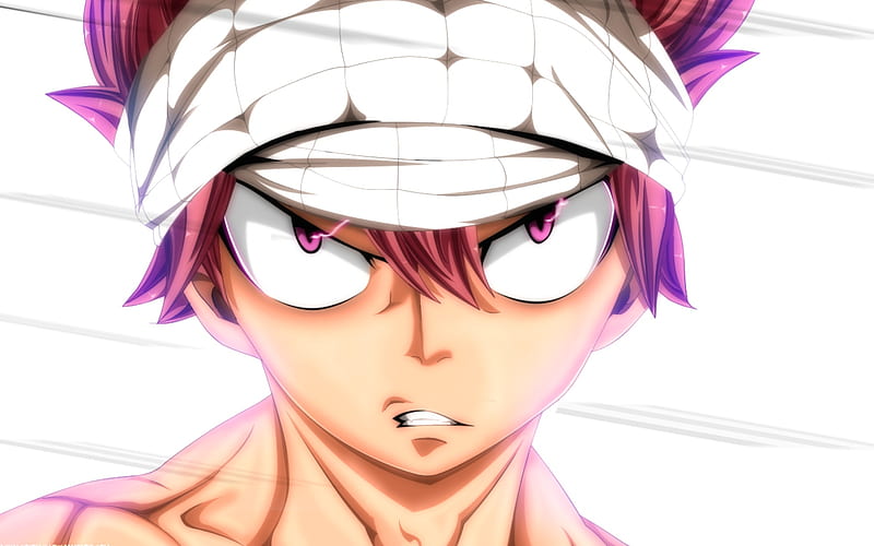 Natsu Dragneel, close-up, Team Natsu, manga, protagonist, Fairy Tail, boy with purple eyes, HD wallpaper