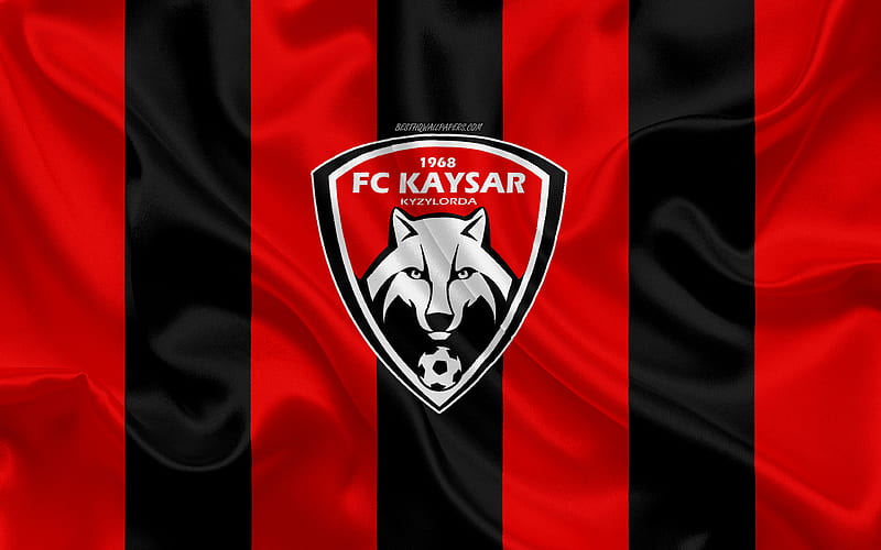 FC Kaysar Kazakh football club, red-black flag, silk flag, Kazakhstan Premier League, Kyzylorda, Kazakhstan, football, HD wallpaper