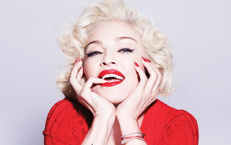 Madonna Red Blonde Lips Woman Singer Girl Actress Hand Face Hd Wallpaper Peakpx