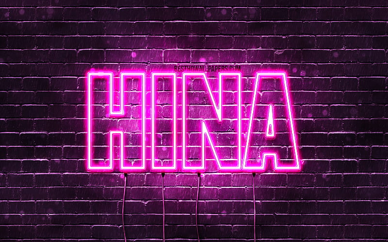 Hina with names, female names, Hina name, purple neon lights, Happy Birtay Hina, popular japanese female names, with Hina name, HD wallpaper