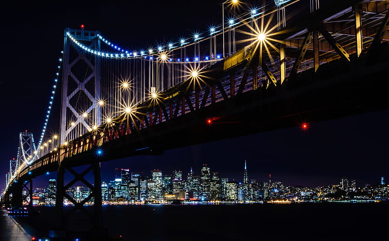 San Francisco Oakland Bay Bridge, Night Lights Ultra, City, Landscape, Night, graphy, California, Cityscape, san francisco, Wonderful, long exposure, bay bridge, Bay Area, d600, bay lights, HD wallpaper