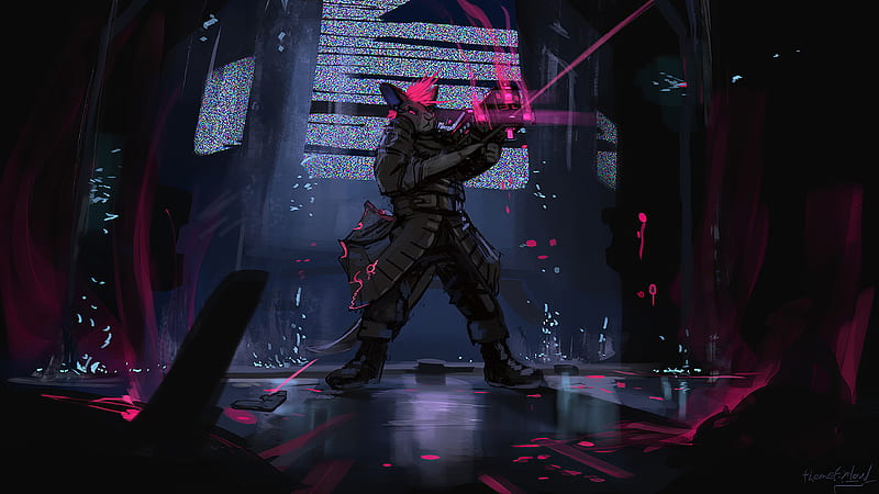 Anthro Scifi Gun , scifi, artist, artwork, digital-art, cyberpunk, HD wallpaper