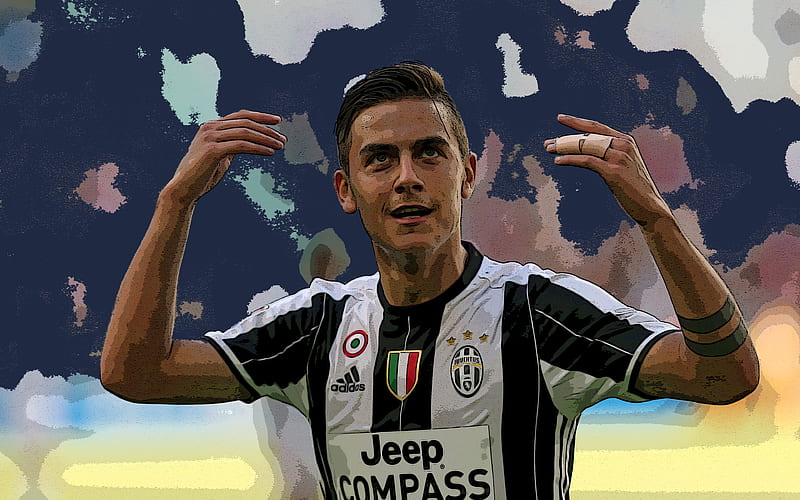 Paulo Dybala art, Juventus, Serie A, Italy, Argentinian footballer, HD wallpaper