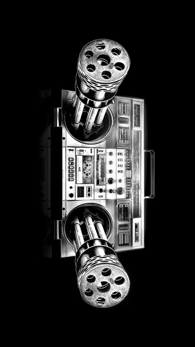 Boombox, hip hop, black, 1980, machine gun, sound, radio, tape, HD phone  wallpaper | Peakpx