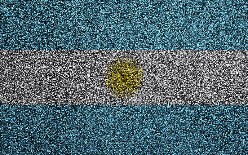 Flag of Argentina 3, asphalt texture, flag on asphalt, Argentina 3 flag, South America, Argentina 3, flags of South America countries, HD wallpaper