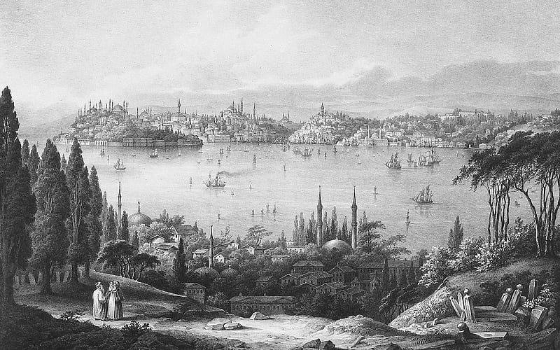old-Istanbul, bosphorus, ancient, istanbul, panorama, HD wallpaper