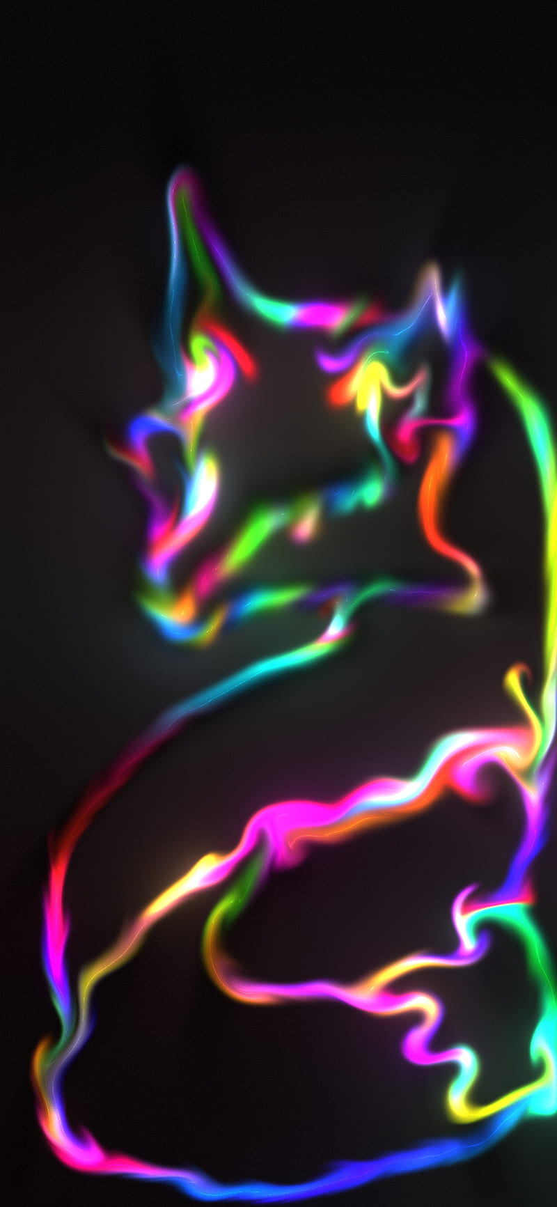 Fox, abstract, art, colorful, cool, neon, rainbow, HD phone wallpaper