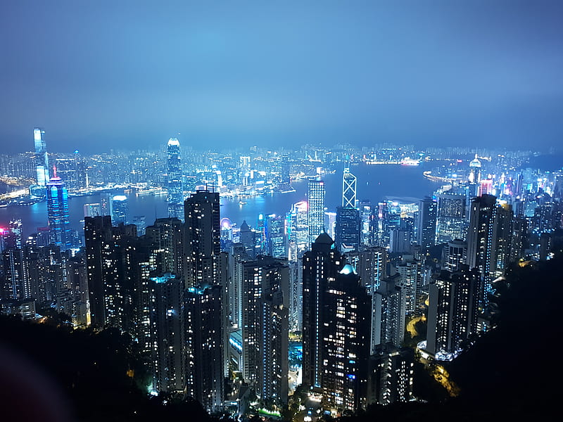 City Lights HK, night, light, kong, cities, town, hong kong, HD wallpaper