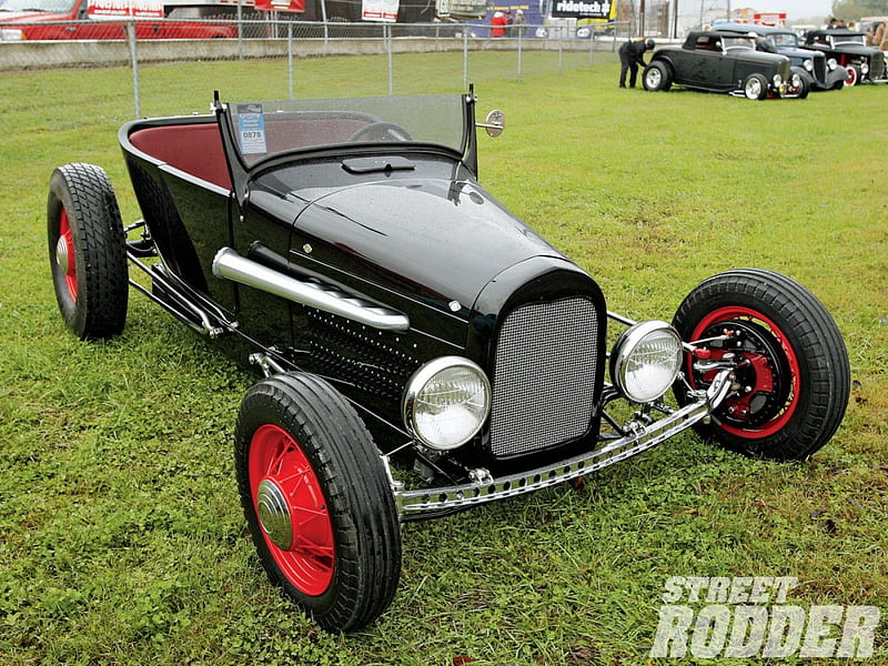 1926 Ford Roadster, Classic, Black, Ford, Red Wheels, HD wallpaper