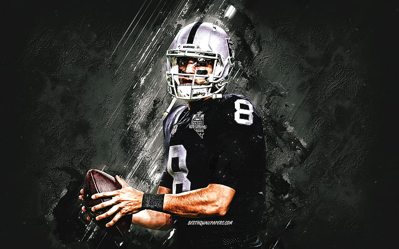 Marcus Mariota, Las Vegas Raiders, NFL, American football, gray stone background, National Football League, HD wallpaper