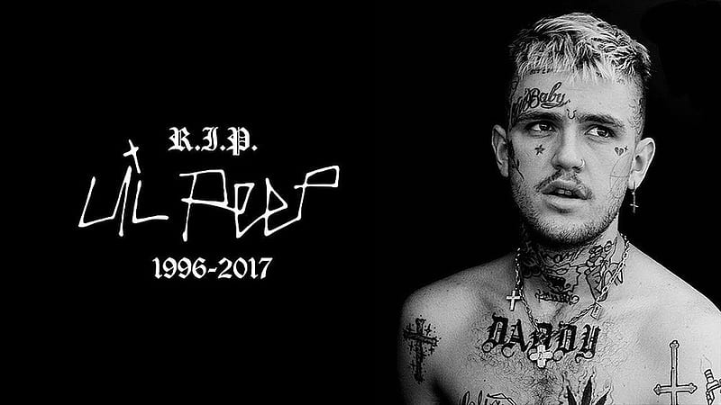 Lil Peep With Tattoos On Face Neck Body In Black Background Lil Peep, HD wallpaper