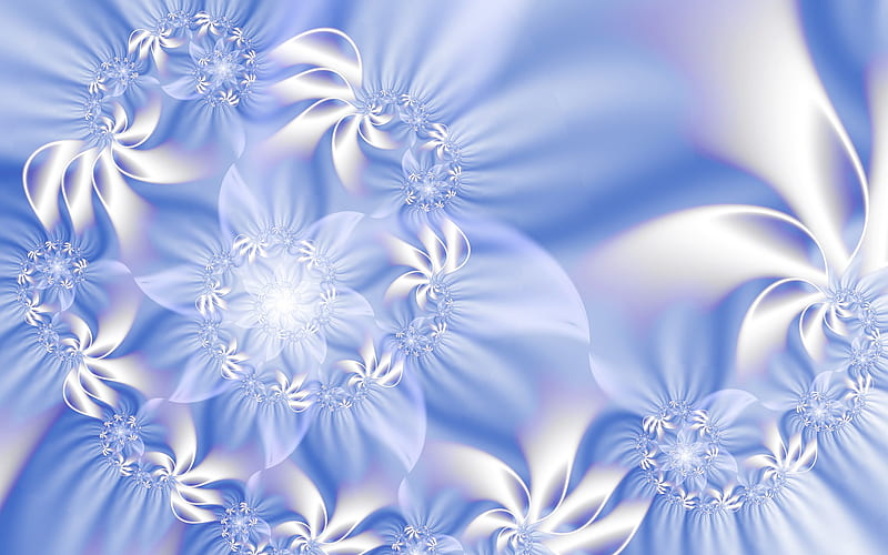 Blue Swirl, spiral, fractals, white, elegant, blue, HD wallpaper